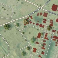 Second close-up of the map of West End, South Carolina print showing more streets and buildings