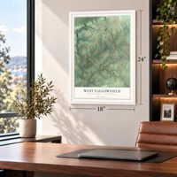 West Fallowfield, Chester County, Pennsylvania map, 18 x 24 inch print in a white frame in a home office