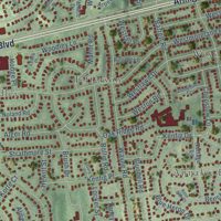 Second close-up of the map of West Falls Church, Virginia print showing more streets and buildings