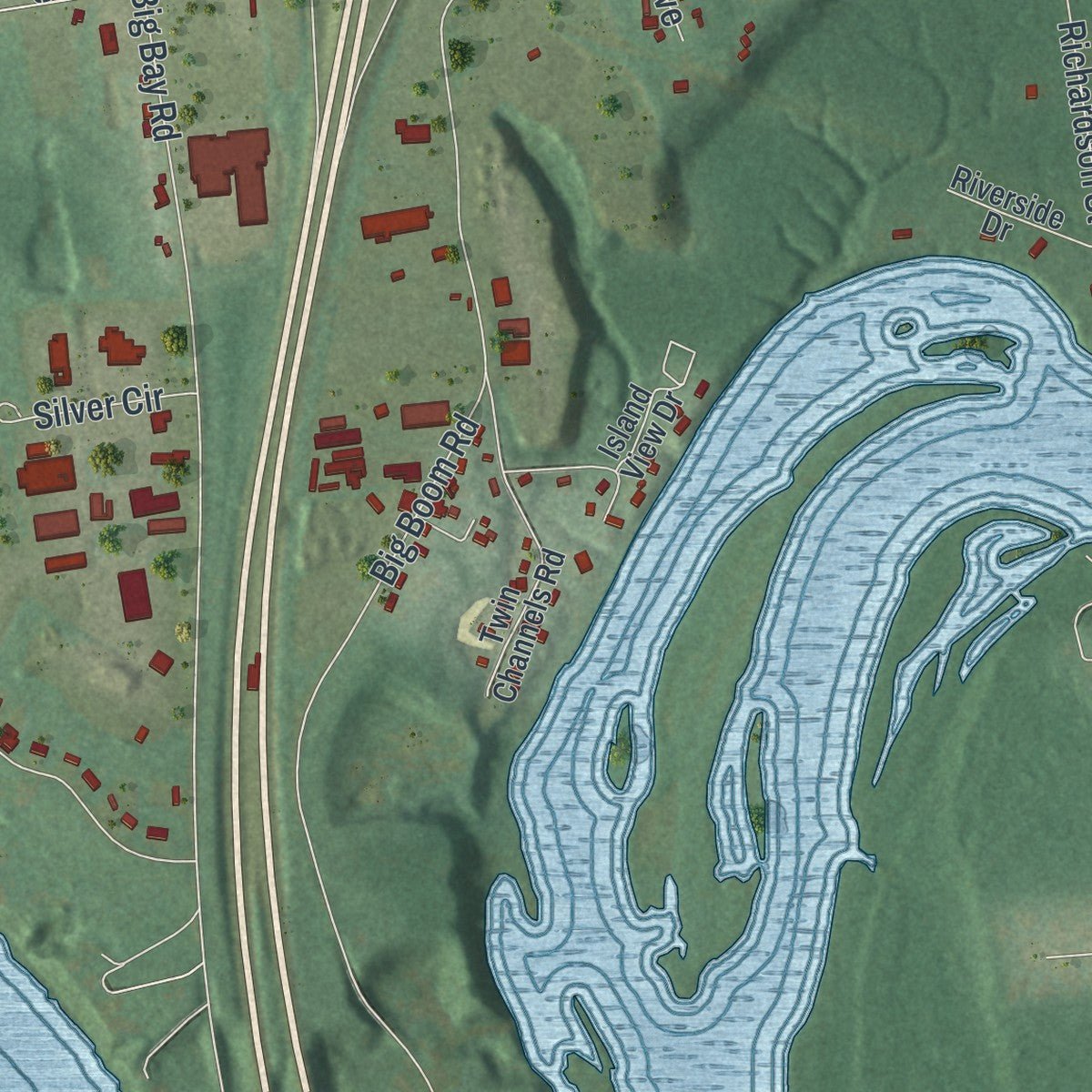 Second close-up of the map of West Glens Falls, New York print showing more streets and buildings