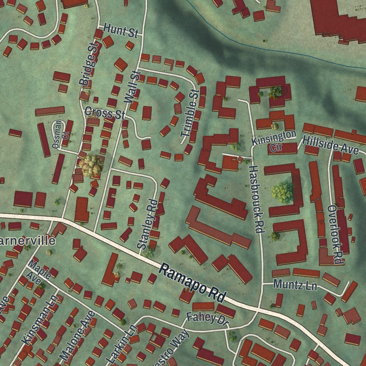 Second close-up of the map of West Haverstraw, New York print showing more streets and buildings