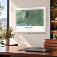 West Hurley, New York map, 18 x 24 inch print in a white frame in a home office