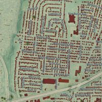 Second close-up of the map of West Islip, New York print showing more streets and buildings