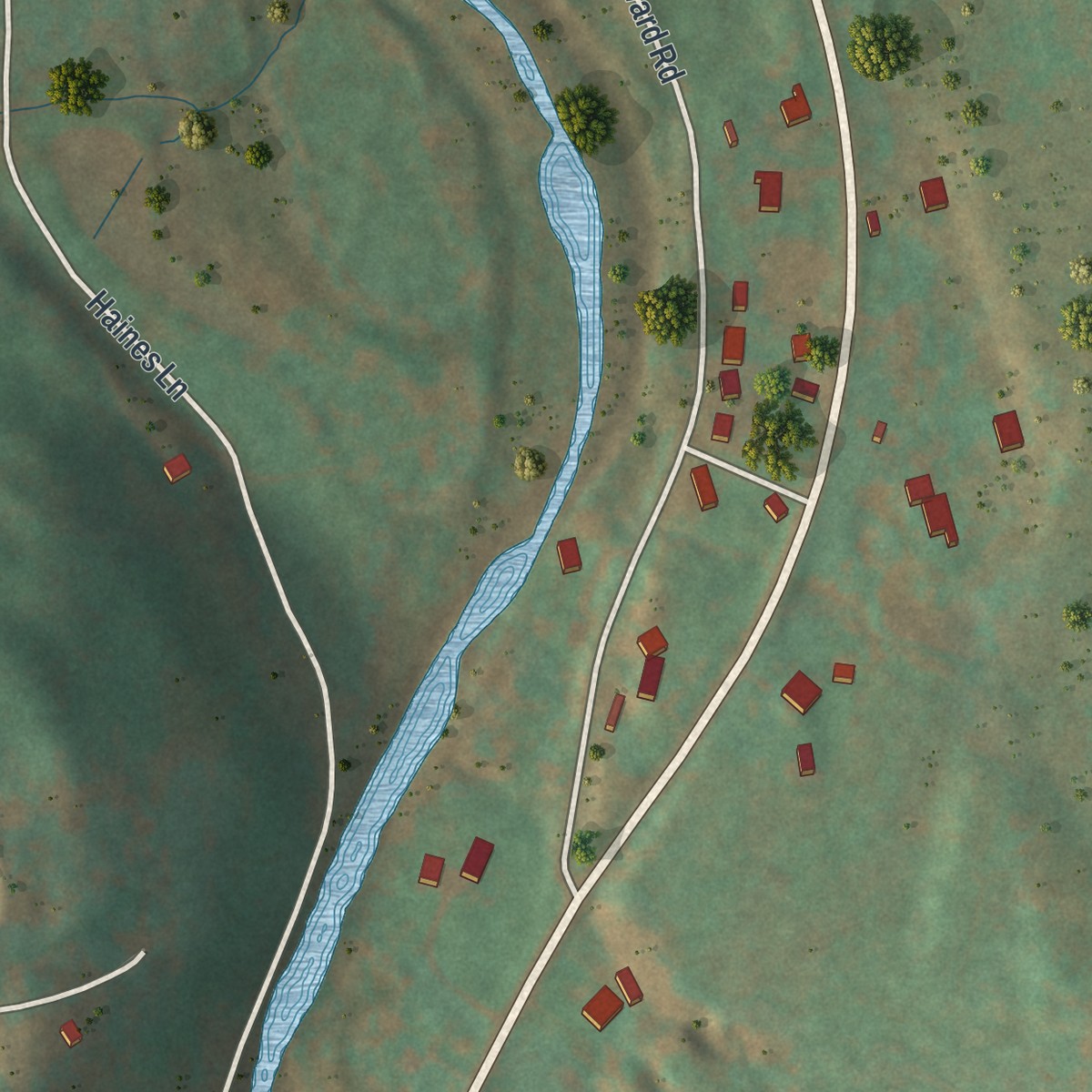 Second close-up of the map of West Kill, New York print showing more streets and buildings