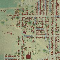 Second close-up of the map of West Modesto, California print showing more streets and buildings