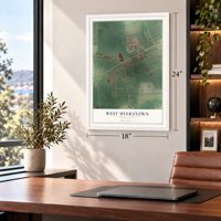 West Myerstown, Pennsylvania map, 18 x 24 inch print in a white frame in a home office