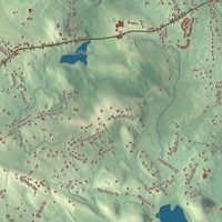 Close-up of the map of West Newbury, Massachusetts print showing terrain and local geography
