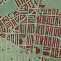 Second close-up of the map of West Oak Lane, Pennsylvania print showing more streets and buildings