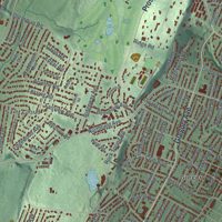 Second close-up of the map of West Orange, New Jersey print showing more streets and buildings