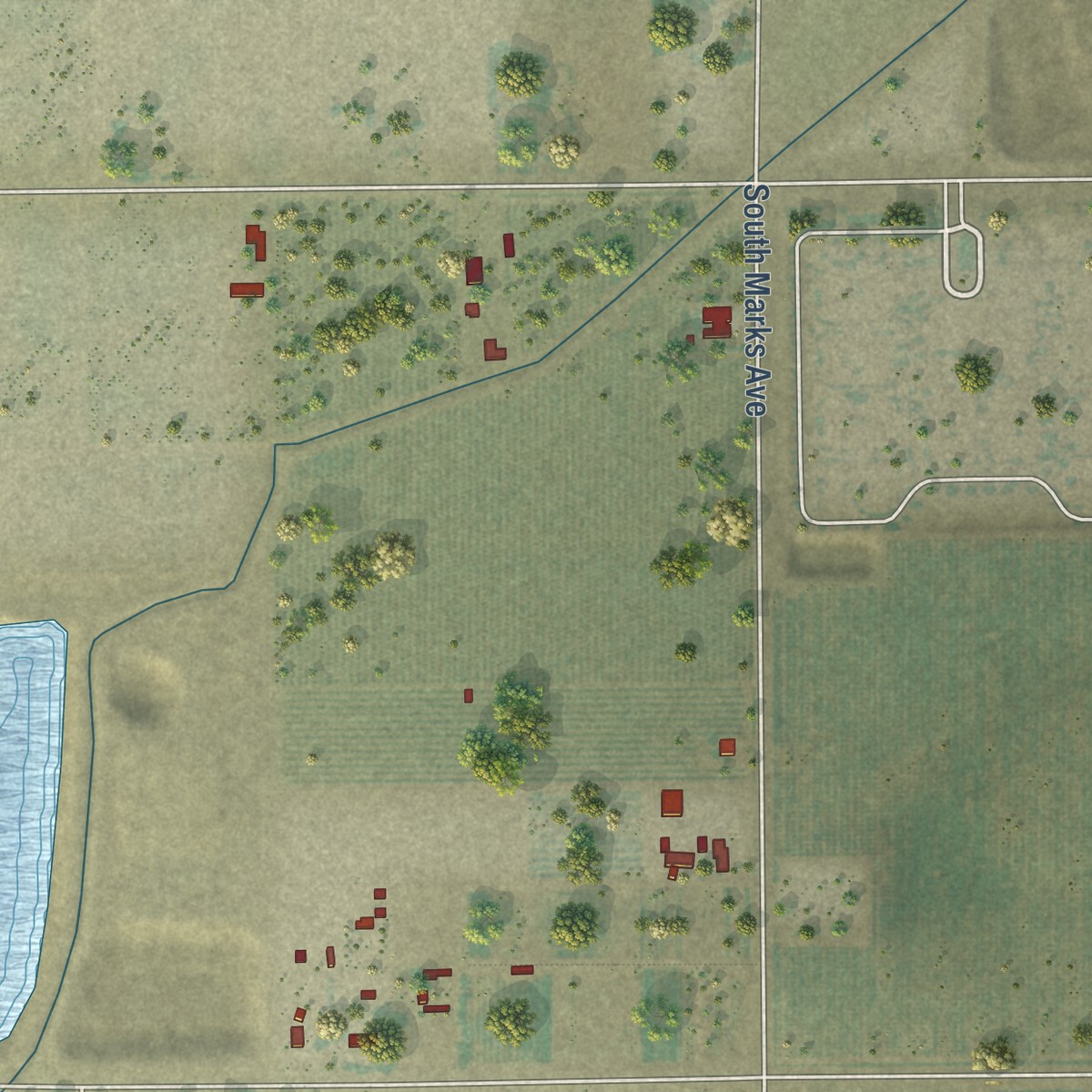 Second close-up of the map of West Park, California print showing more streets and buildings