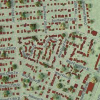 Second close-up of the map of West Perrine, Florida print showing more streets and buildings