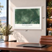 West Pocomoke, Maryland map, 18 x 24 inch print in a white frame in a home office