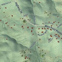 Second close-up of the map of West Point, California print showing more streets and buildings