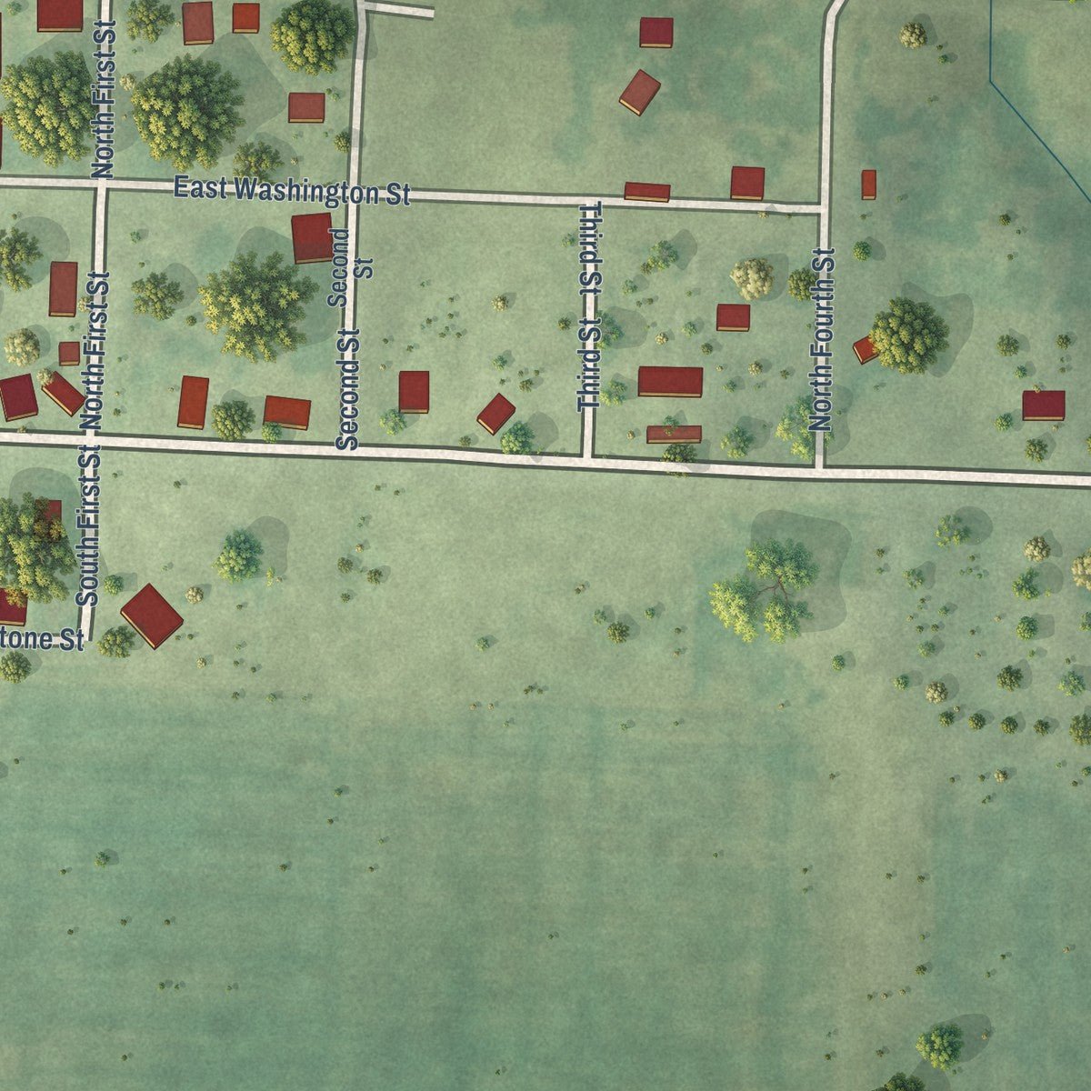 Second close-up of the map of West Point, Illinois print showing more streets and buildings