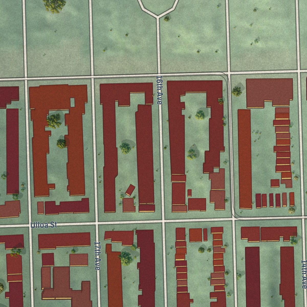 Second close-up of the map of West Portal, California print showing more streets and buildings