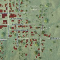 Second close-up of the map of West Salem, Illinois print showing more streets and buildings