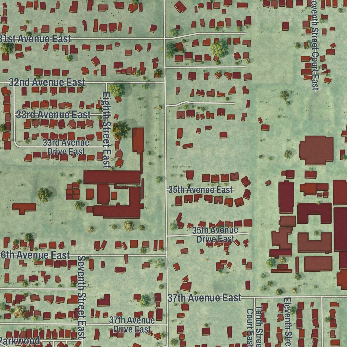 Second close-up of the map of West Samoset, Florida print showing more streets and buildings
