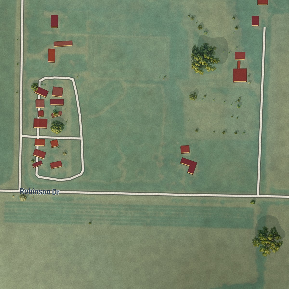 Second close-up of the map of West Scio, Oregon print showing more streets and buildings
