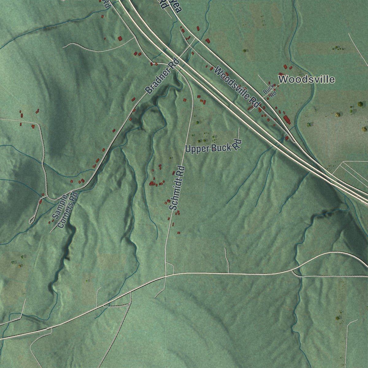 Second close-up of the map of West Sparta, New York print showing more streets and buildings
