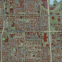 Second close-up of the map of West Valley City, Utah print showing more streets and buildings