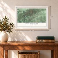 West Whiteland, Pennsylvania map, 12 x 18 inch print in a white frame in an entryway