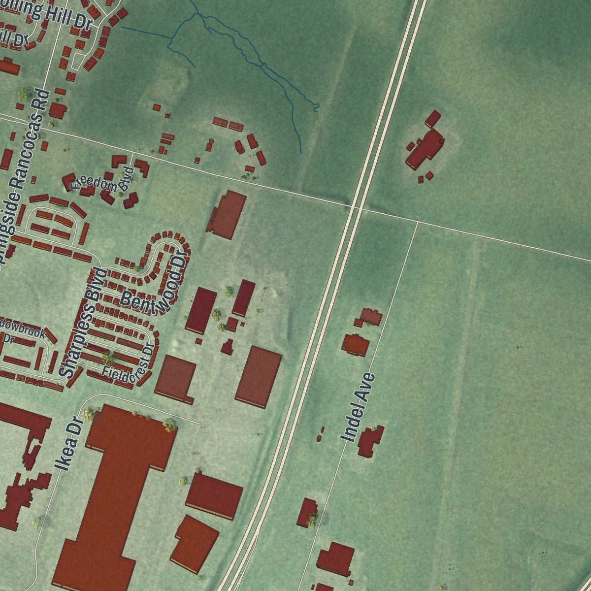 Second close-up of the map of Westampton, New Jersey print showing more streets and buildings