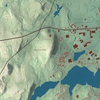 Close-up of the map of Westborough, Massachusetts print showing terrain and local geography