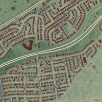 Second close-up of the map of Westbury, New York print showing more streets and buildings