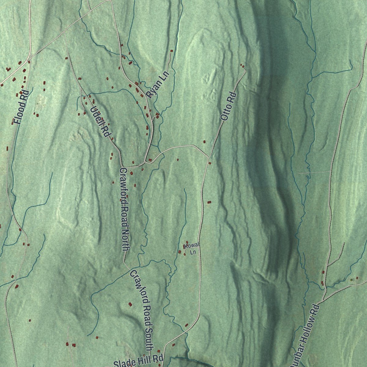 Second close-up of the map of Westerlo, New York print showing more streets and buildings
