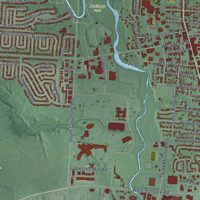 Second close-up of the map of Westerville, Ohio print showing more streets and buildings