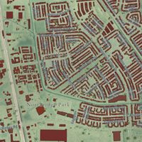 Second close-up of the map of Westfield, Texas print showing more streets and buildings
