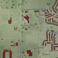 Second close-up of the map of Westlake, Florida print showing more streets and buildings