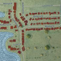 Second close-up of the map of Westlake Village, Illinois print showing more streets and buildings