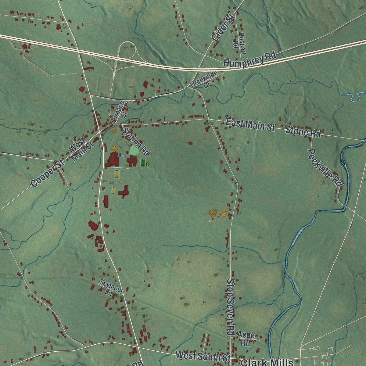 Second close-up of the map of Westmoreland, New York print showing more streets and buildings