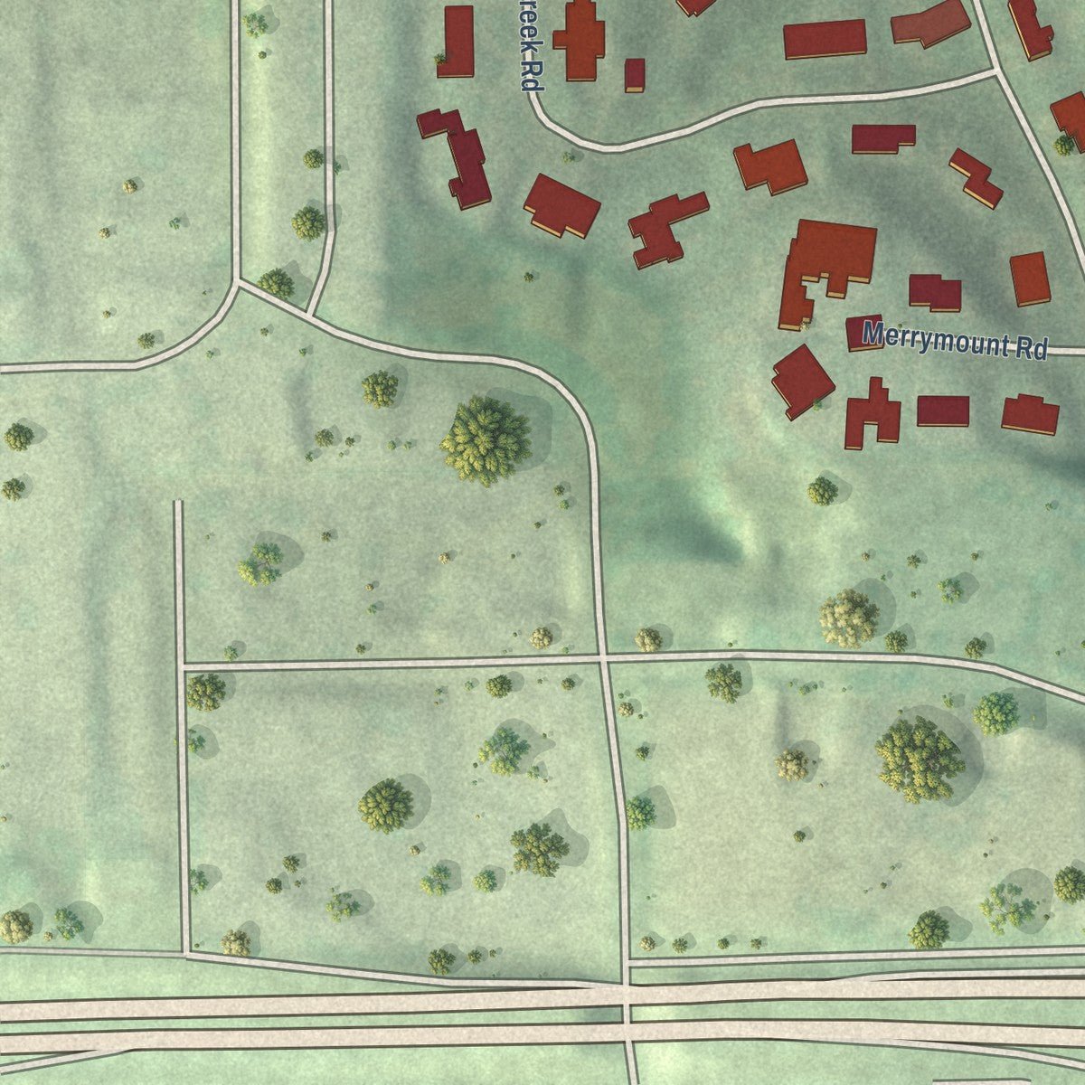 Second close-up of the map of Westover Hills, Texas print showing more streets and buildings