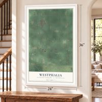 Westphalia, Clinton County, Michigan map, 24 x 36 inch print in a white frame by a staircase