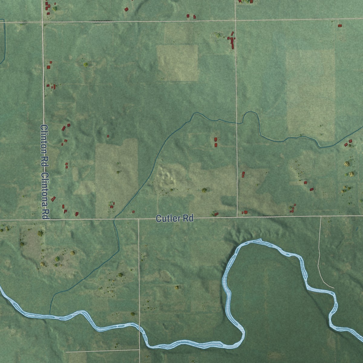 Second close-up of the map of Westphalia, Clinton County, Michigan print showing more streets and buildings