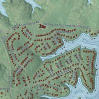Second close-up of the map of Westport, North Carolina print showing more streets and buildings