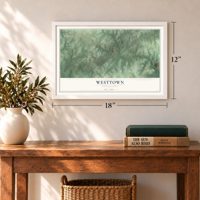 Westtown, Pennsylvania map, 12 x 18 inch print in a white frame in an entryway