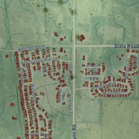Second close-up of the map of Westville, Indiana print showing more streets and buildings