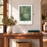 Westwood Colony, South Dakota map, 12 x 18 inch print in a white frame in an entryway