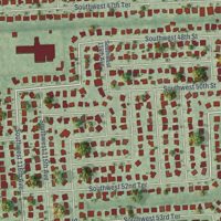 Second close-up of the map of Westwood Lakes, Florida print showing more streets and buildings