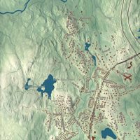 Close-up of the map of Westwood, Massachusetts print showing terrain and local geography