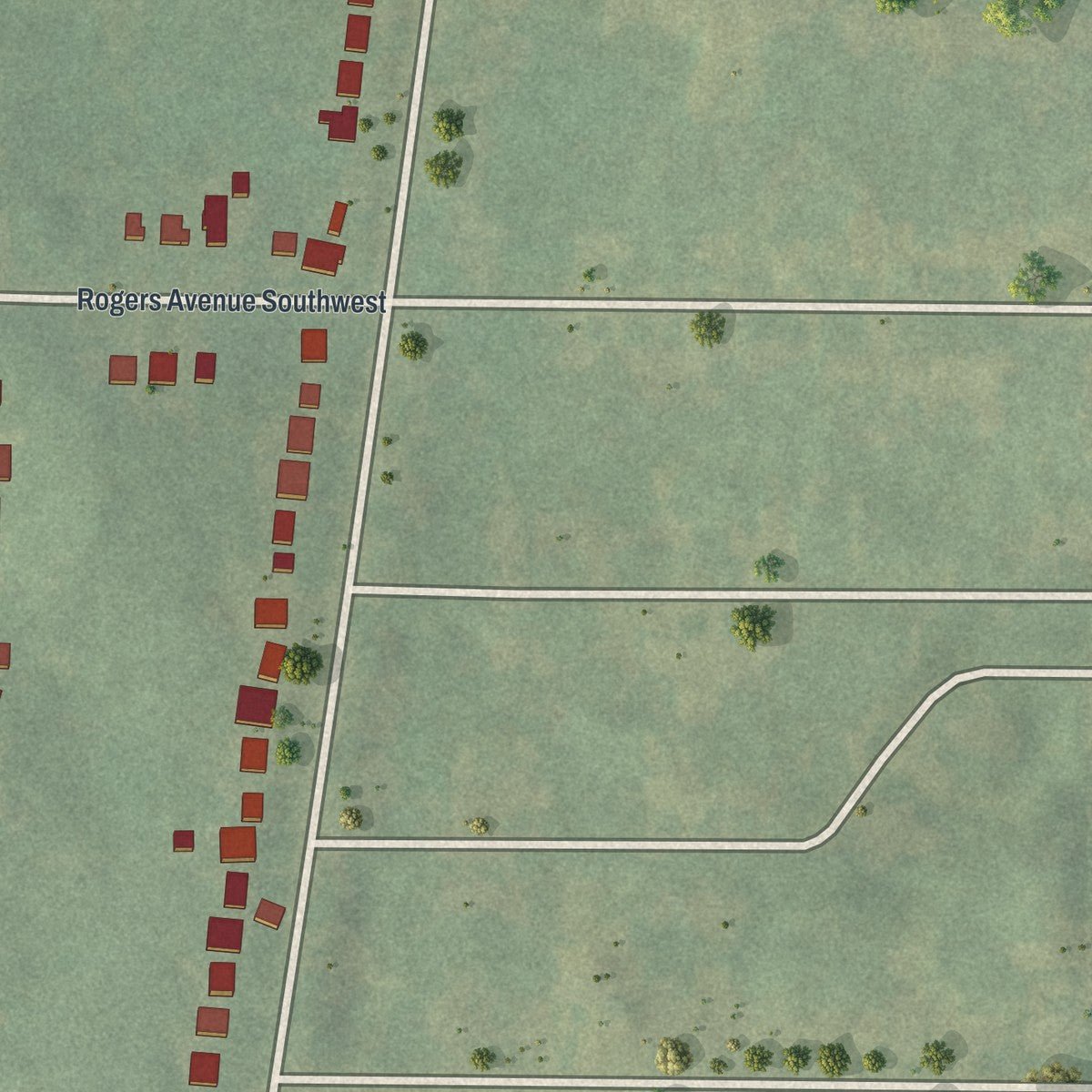 Second close-up of the map of Westwood Terrace, Georgia print showing more streets and buildings