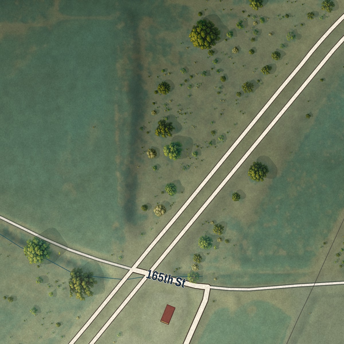 Second close-up of the map of Wever, Iowa print showing more streets and buildings