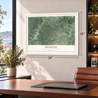 Wharton, Fayette County, Pennsylvania map, 18 x 24 inch print in a white frame in a home office