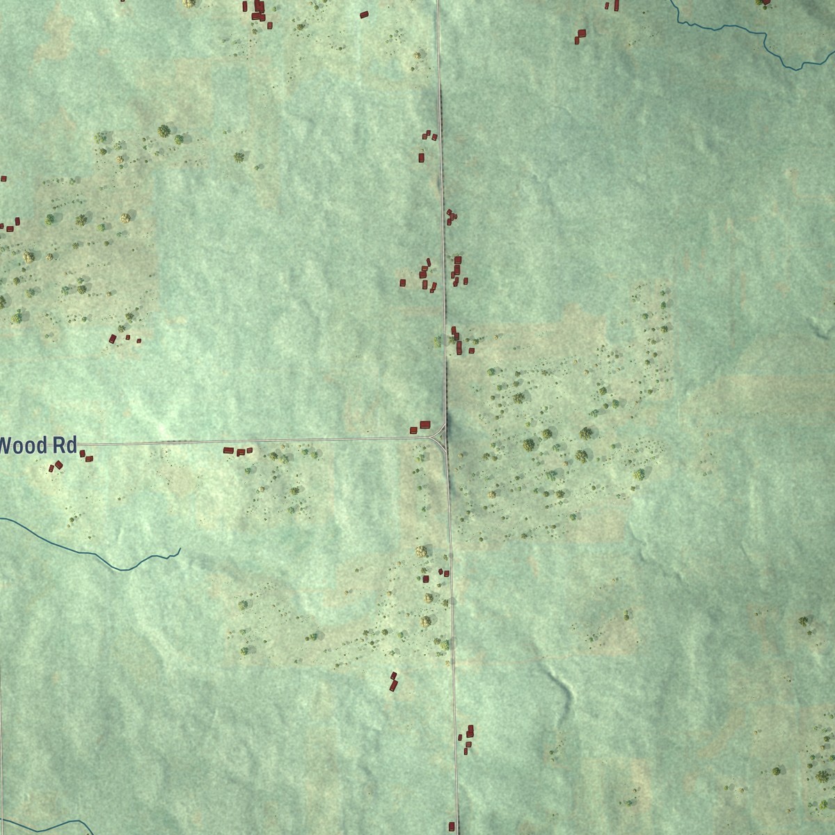 Second close-up of the map of Wheatland, Hillsdale County, Michigan print showing more streets and buildings