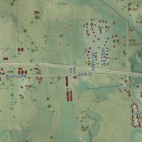 Second close-up of the map of Wheatland, Kenosha County, Wisconsin print showing more streets and buildings