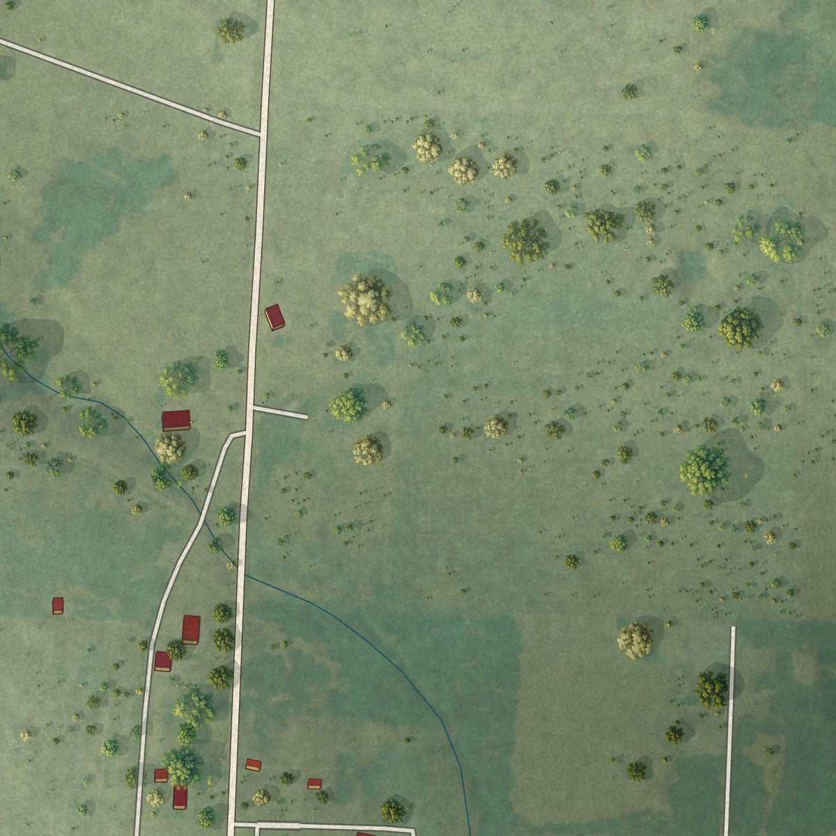 Second close-up of the map of Wheatland, Missouri print showing more streets and buildings