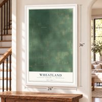 Wheatland, Sanilac County, Michigan map, 24 x 36 inch print in a white frame by a staircase